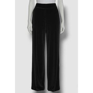 Calvin‎ Klein Velvet Wide Leg Pants Size 14 Black High Rise Dress Pants Whitney